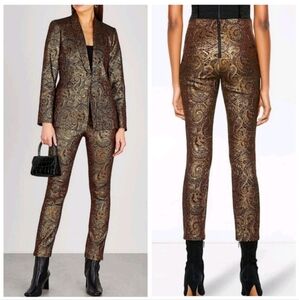 Alice + Olivia  Lamè Paisley Printed Straight Leg Pants Size 10 NWT